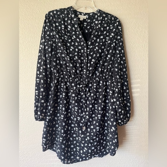 Fall dress, office wear, size large, drawstring waist. Long sleeve midi length - Picture 2 of 14